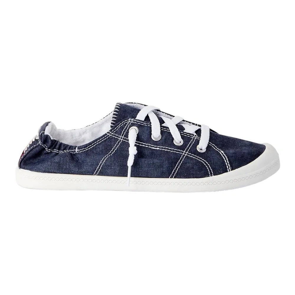 MEDIUM WIDTH BLUE Time and Tru Women's Scrunch Back Slip-On Sneaker Sz Various - Picture 3 of 5